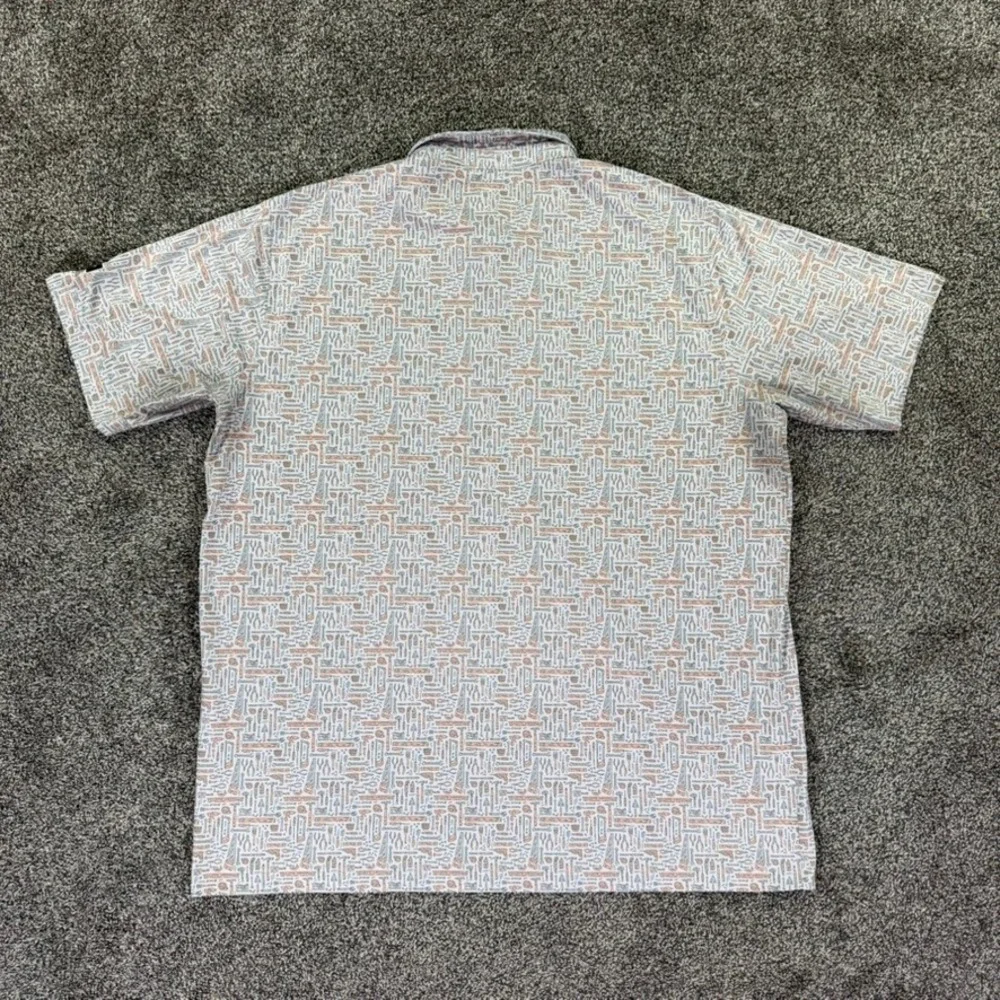 Waggle Golf Men 2XL Polo Shirt White Tool Print Short Sleeve Performance Stretch - Picture 3 of 10